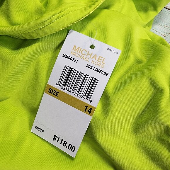Michael Kors Size 14 Limeade One Piece Swimsuit NWT $118 MSRP - Picture 5 of 10